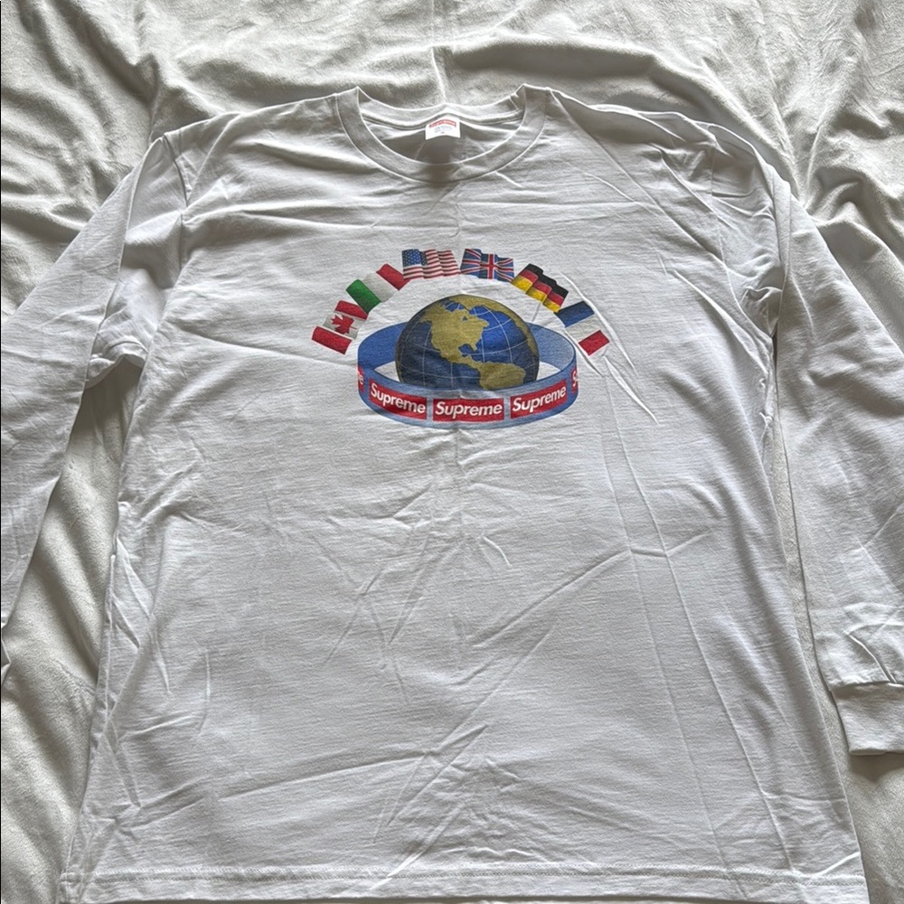 Supreme White Long Sleeve Shirt